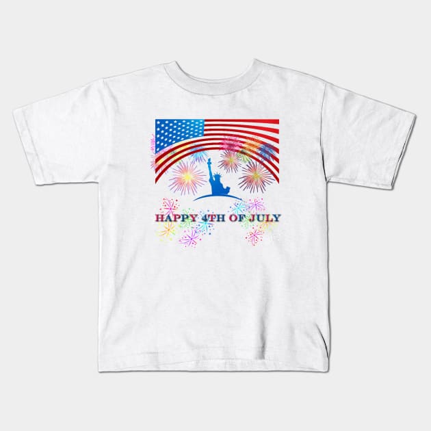 Happy 4th Of July Kids T-Shirt by tfortwo